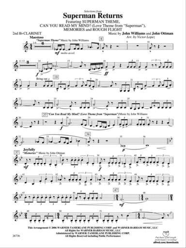 Superman Returns: 2nd B-flat Clarinet