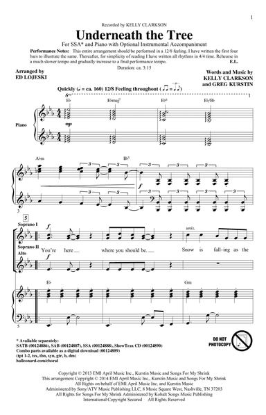 Underneath The Tree (arr. Ed Lojeski)