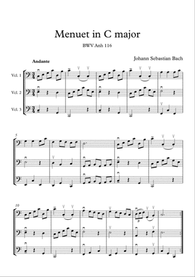 J.S.Bach Menuet for cello trio