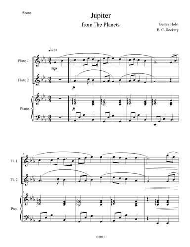 Jupiter from The Planets (Flute Duet with Piano Accompaniment)