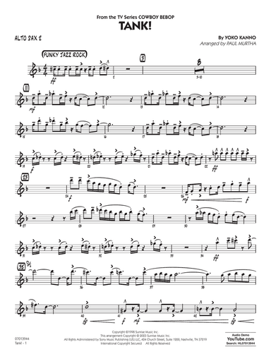 Tank! (from Cowboy Bebop) (arr. Paul Murtha) - Alto Sax 2