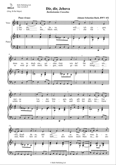 Dir, dir, Jehova, BWV 452 (F Major)