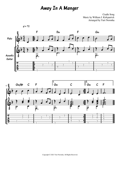 Away In A Manger - For Flute and Acoustic Guitar (Very easy christma song)