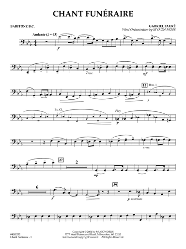 Chant Funeraire (arr. Myron Moss) - Baritone B.C.