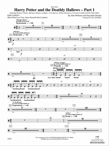 Harry Potter and the Deathly Hallows, Part 1, Suite from: 1st Percussion