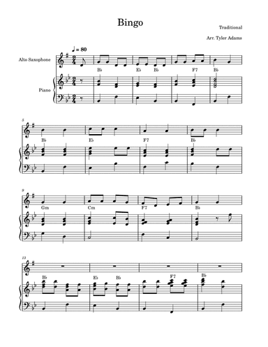 Bingo (Alto Sax and Piano)