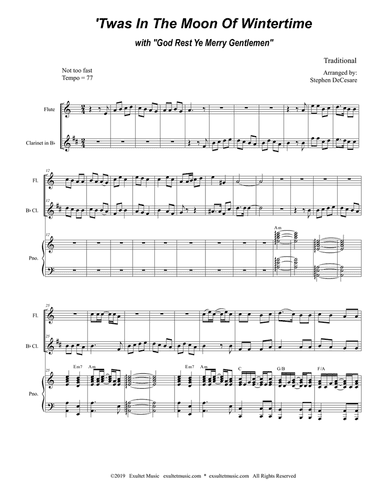 'Twas In The Moon Of Wintertime (with "God Rest Ye Merry Gentlemen") (Duet for Flute & Bb-Clarinet)