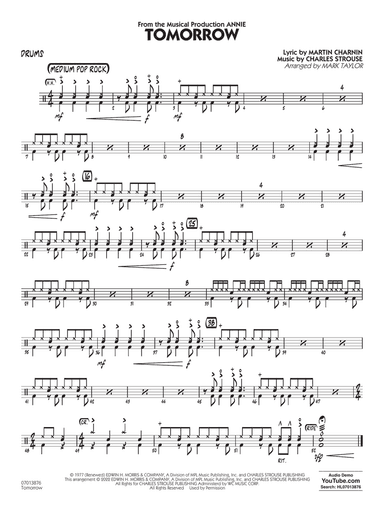 Tomorrow (from Annie) (arr. Mark Taylor) - Drums