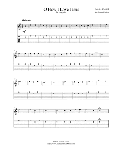 O How I Love Jesus - for easy guitar with TAB
