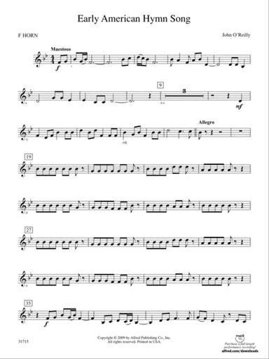 Early American Hymn Song: 1st F Horn