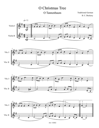 O Christmas Tree (O Tannenbaum) for Violin Duet