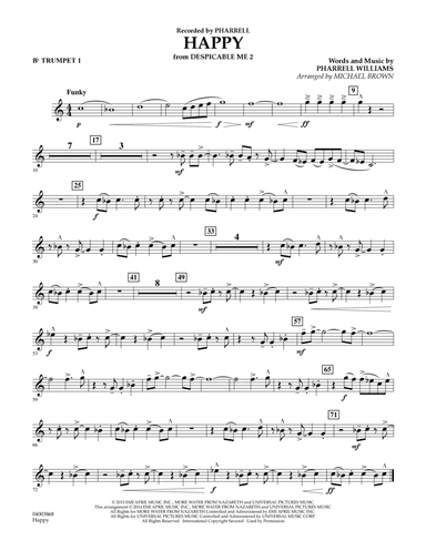 Happy (from Despicable Me 2) (arr. Michael Brown) - Bb Trumpet 1