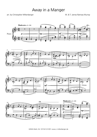 Away in a Manger for Piano Solo