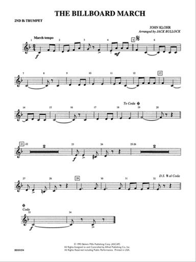 The Billboard March: 2nd B-flat Trumpet