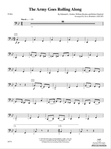 The Army Goes Rolling Along: Tuba