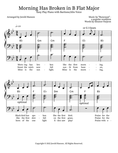 Morning Has Broken in B Flat Major