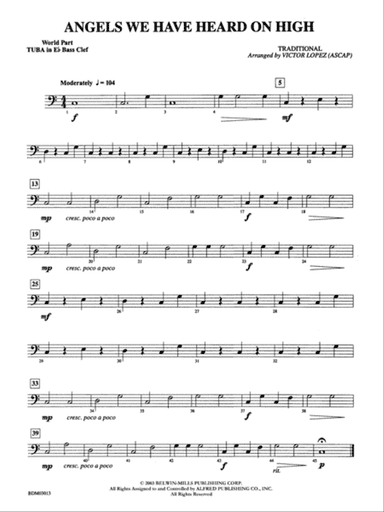 Angels We Have Heard on High: (wp) E-flat Tuba B.C.