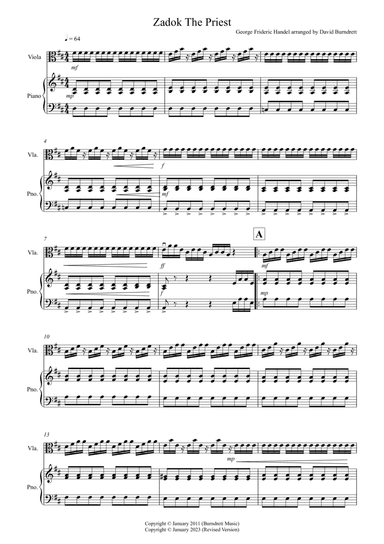 Zadok The Priest for Viola and Piano