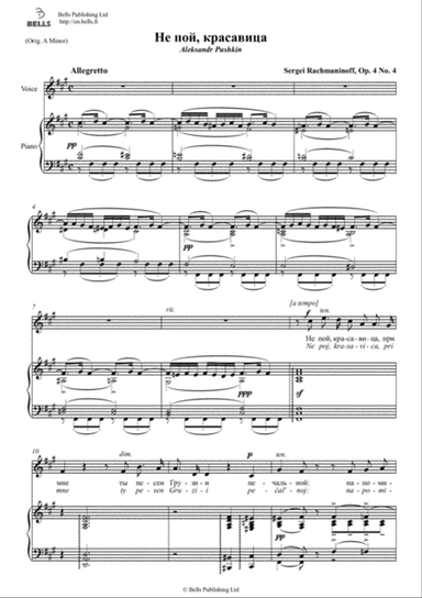 Ne poj, krasavica, Op. 4 No. 4 (F-sharp minor)