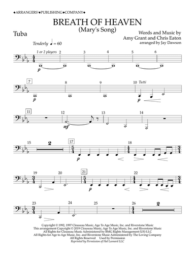 Breath of Heaven (Mary's Song) (arr. Jay Dawson) - Tuba