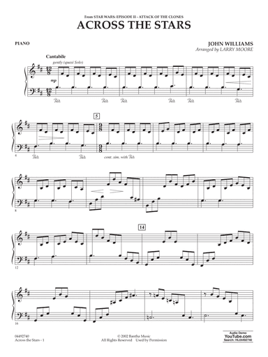 Across The Stars (from Star Wars: Attack of the Clones) (arr. Moore) - Piano