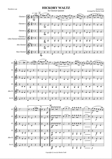 Hickory Waltz for Clarinet Quintet