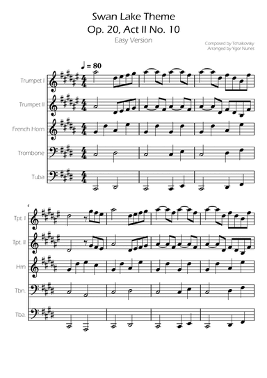 Swan Lake (theme) - Tchaikovsky - Brass Quintet