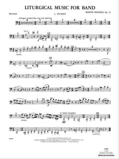 Liturgical Music for Band, Op. 33: Bassoon