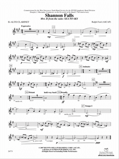 Shannon Falls (Movement 2 from Sea to Sky): E-flat Alto Clarinet