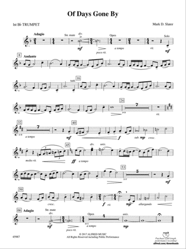 Of Days Gone By: 1st B-flat Trumpet