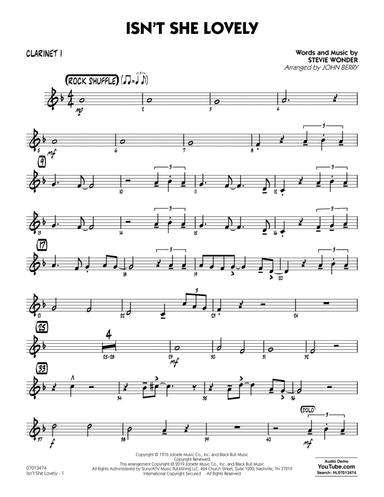 Isn't She Lovely (arr. John Berry) - Bb Clarinet 1