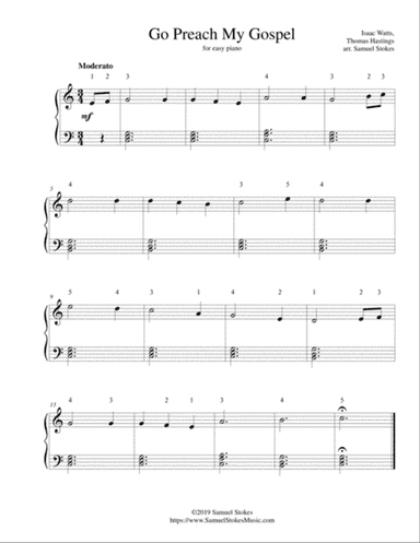Go Preach My Gospel - for easy piano (Thomas Hastings setting)