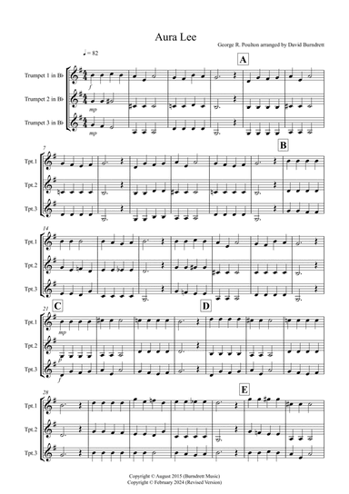 Aura Lee for Trumpet Trio