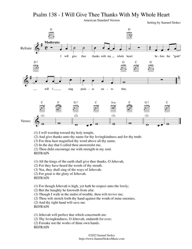 Psalm 138 - I Will Give Thee Thanks With My Whole Heart - gospel-style responsorial