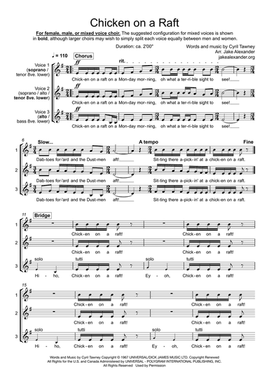 Chicken On A Raft (arr. Jake Alexander)