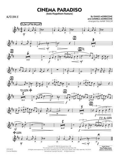 Cinema Paradiso (arr. Mark Taylor) - Alto Sax 2
