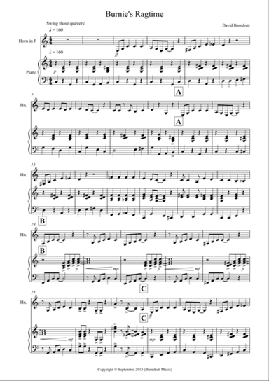 Burnie's Ragtime for French Horn and Piano