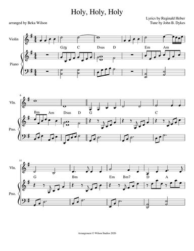 Holy, Holy, Holy--violin solo