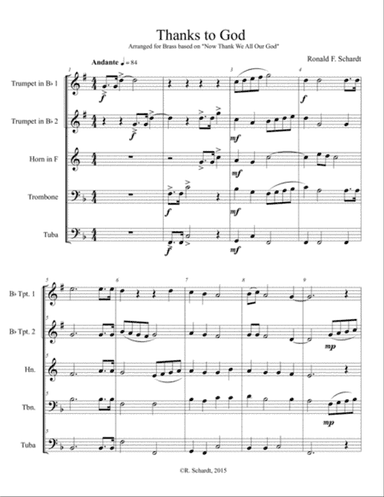 Thanks to God - for Brass Quintet