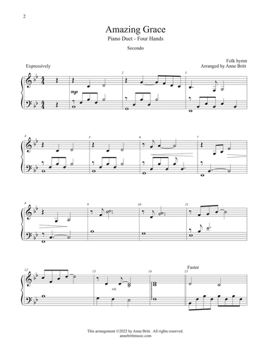 Amazing Grace (piano duet)