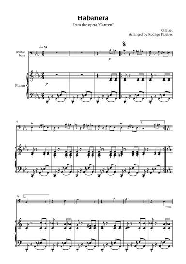 Habanera (for solo double bass w/ piano accompaniment)