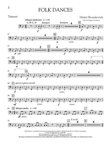 Folk Dances (arr. James Curnow) - Timpani