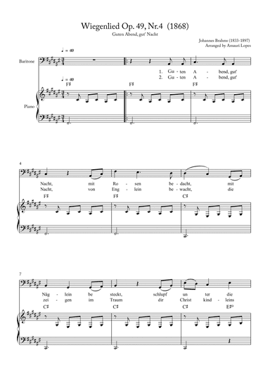 Wiegenlied Op. 49, Nr.4 Key - F#