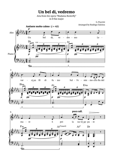 Un Bel Di Vedremo (from Madama Butterfly) - for Alto - in Db major