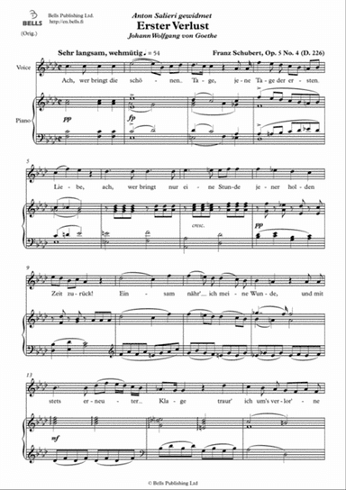 Erster Verlust, Op. 5 No. 4 (Original key. F minor)