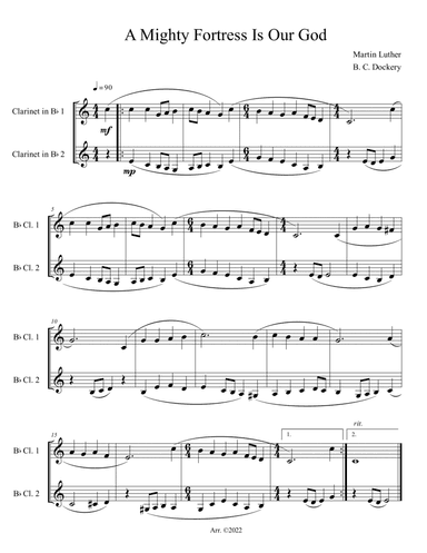 A Mighty Fortress is Our God (Clarinet Duet)