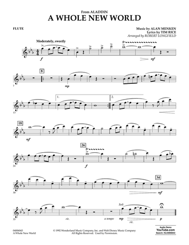 A Whole New World (from Aladdin) (arr. Robert Longfield) - Flute