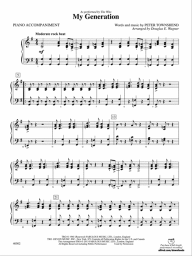 My Generation: Piano Accompaniment