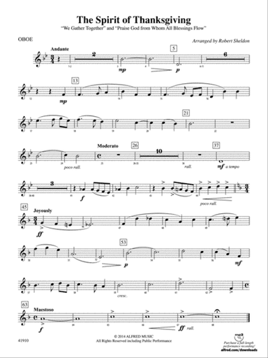 The Spirit of Thanksgiving: Oboe