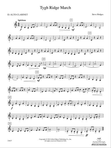 Tygh Ridge March: (wp) E-flat Alto Clarinet
